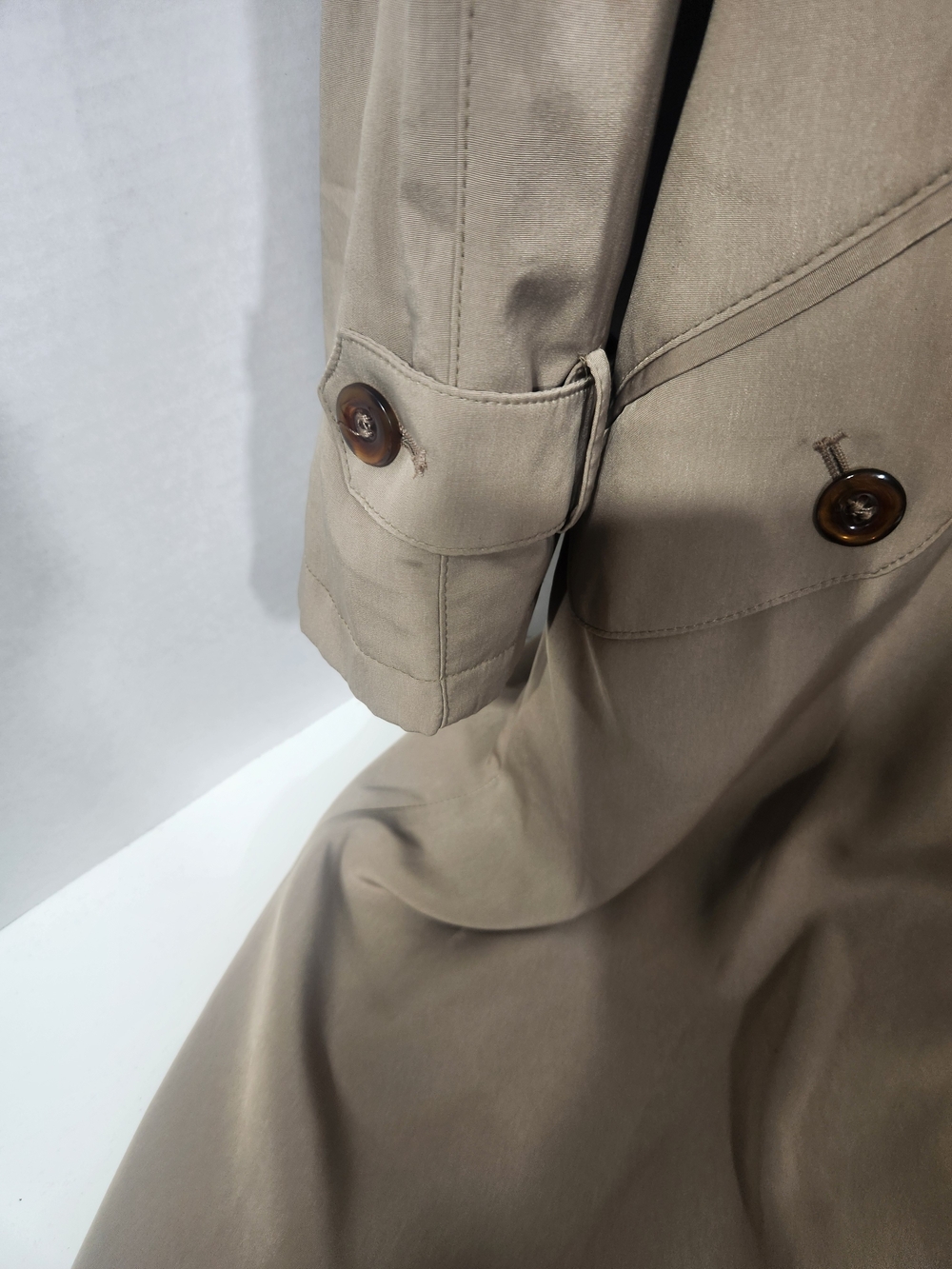 Utex Taupe Maxi Trench Dress with Chain-Link Belt - Picture 5 of 8
